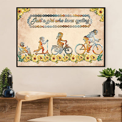 Cycling, Mountain Biking Canvas  Prints | Girl Loves Cycling | Wall Art Gift for Cycler