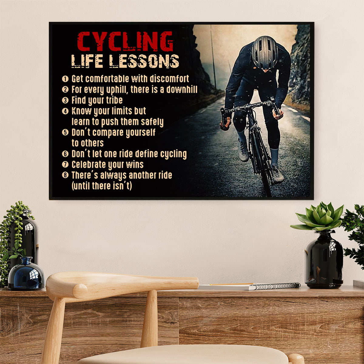 Cycling, Mountain Biking Canvas  Prints | Cycling Life Lessons | Wall Art Gift for Cycler