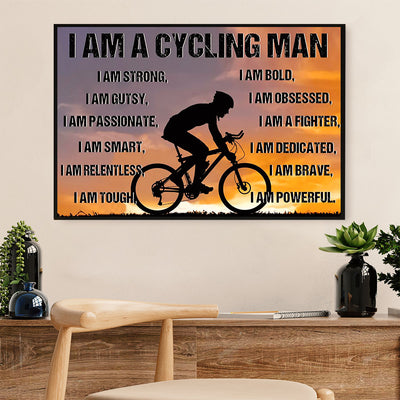 Cycling, Mountain Biking Canvas  Prints | Cycling Man | Wall Art Gift for Cycler