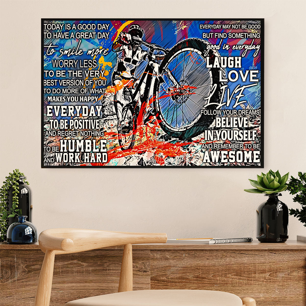 Cycling, Mountain Biking Canvas  Prints | Today is A Good Day | Wall Art Gift for Cycler