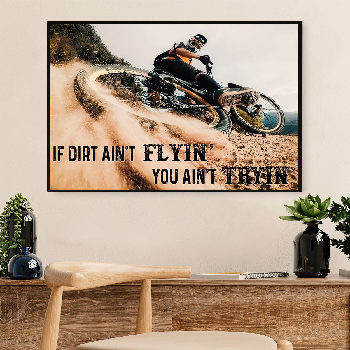 Cycling, Mountain Biking Canvas  Prints | Dirt Ain't Flyin | Wall Art Gift for Cycler