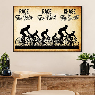 Cycling, Mountain Biking Canvas  Prints | Race The Rain | Wall Art Gift for Cycler