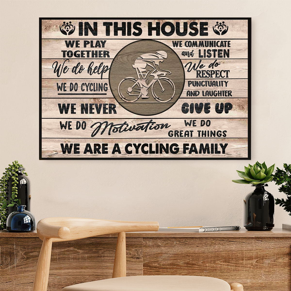 Cycling, Mountain Biking Canvas  Prints | In This House | Wall Art Gift for Cycler