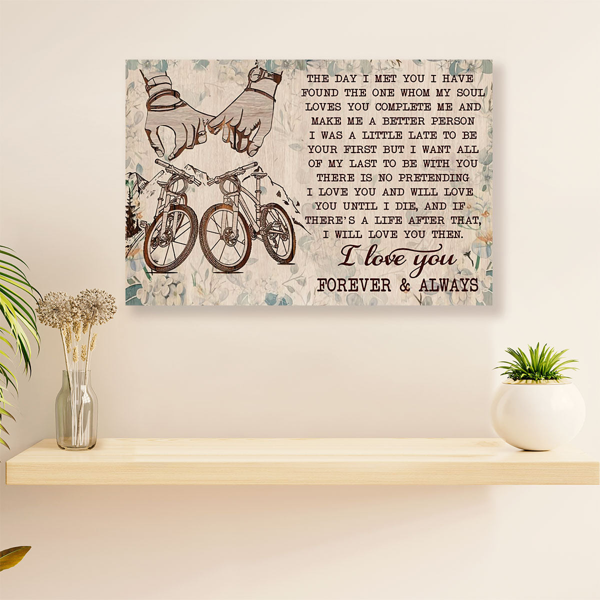 Cycling, Mountain Biking Poster Print | Forever & Always | Wall Art Gift for Cycler