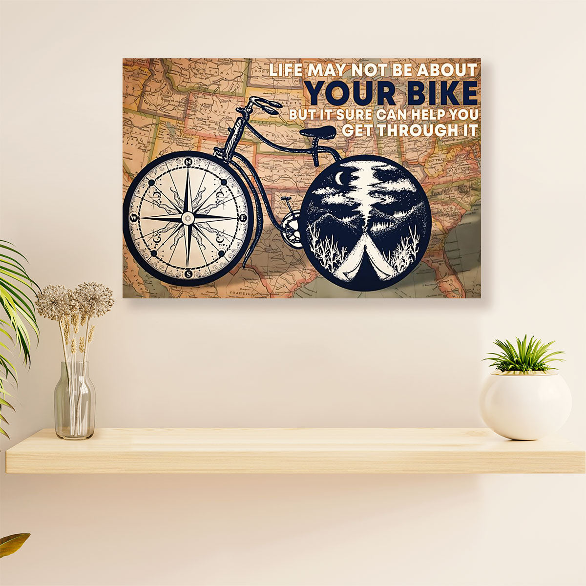 Cycling, Mountain Biking Canvas  Prints | Get Through It | Wall Art Gift for Cycler