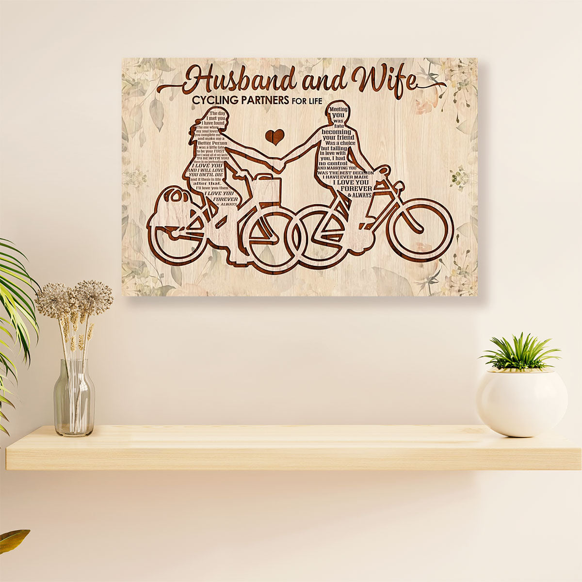 Cycling, Mountain Biking Canvas  Prints | Husband & Wife Cycling Partners | Wall Art Gift for Cycler