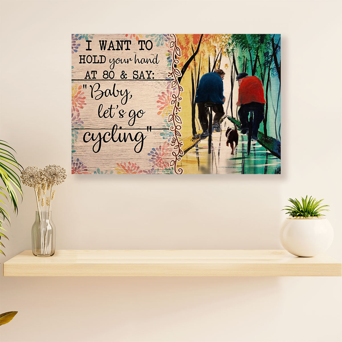 Cycling, Mountain Biking Poster Print | Husband & Wife Cycling | Wall Art Gift for Cycler