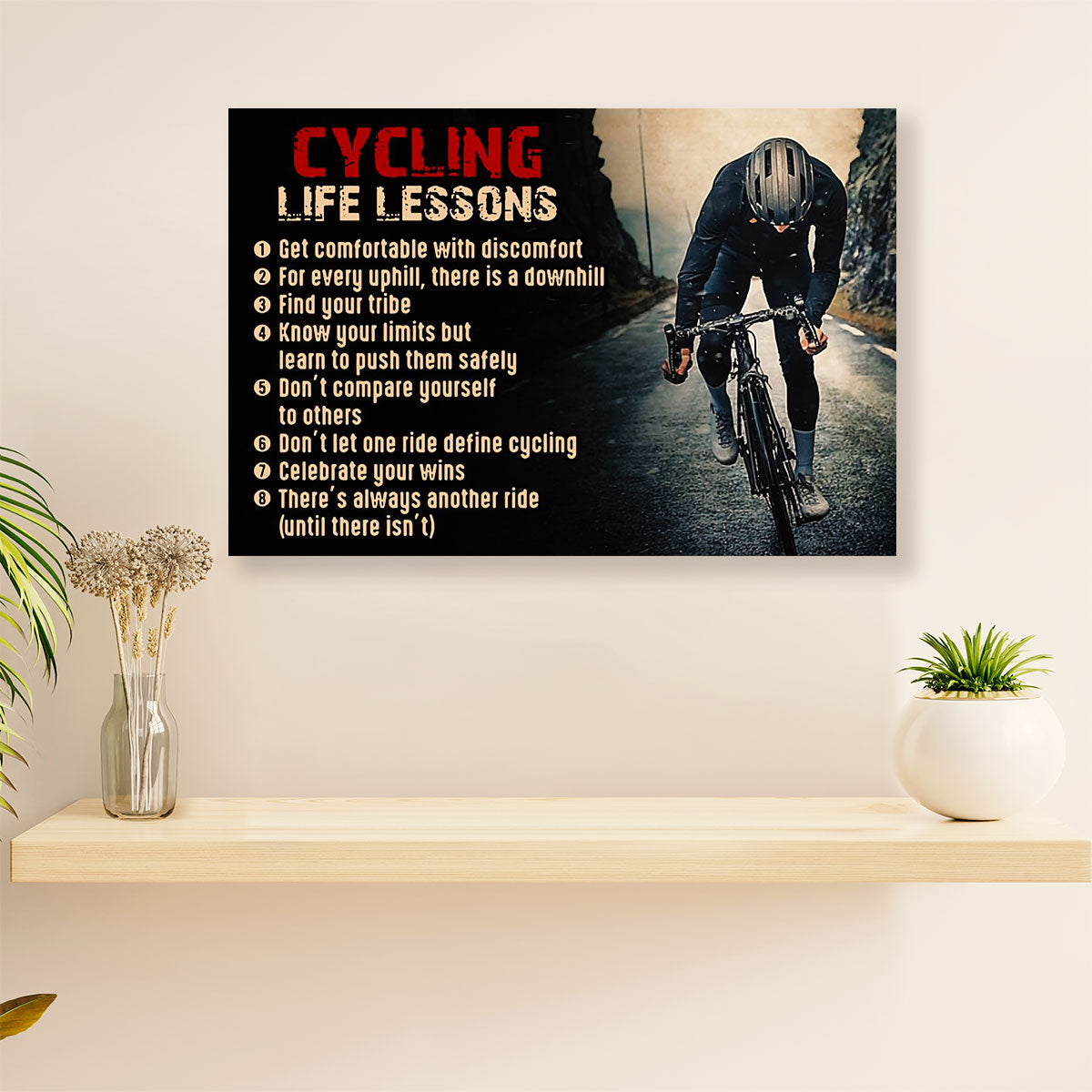 Cycling, Mountain Biking Canvas  Prints | Cycling Life Lessons | Wall Art Gift for Cycler