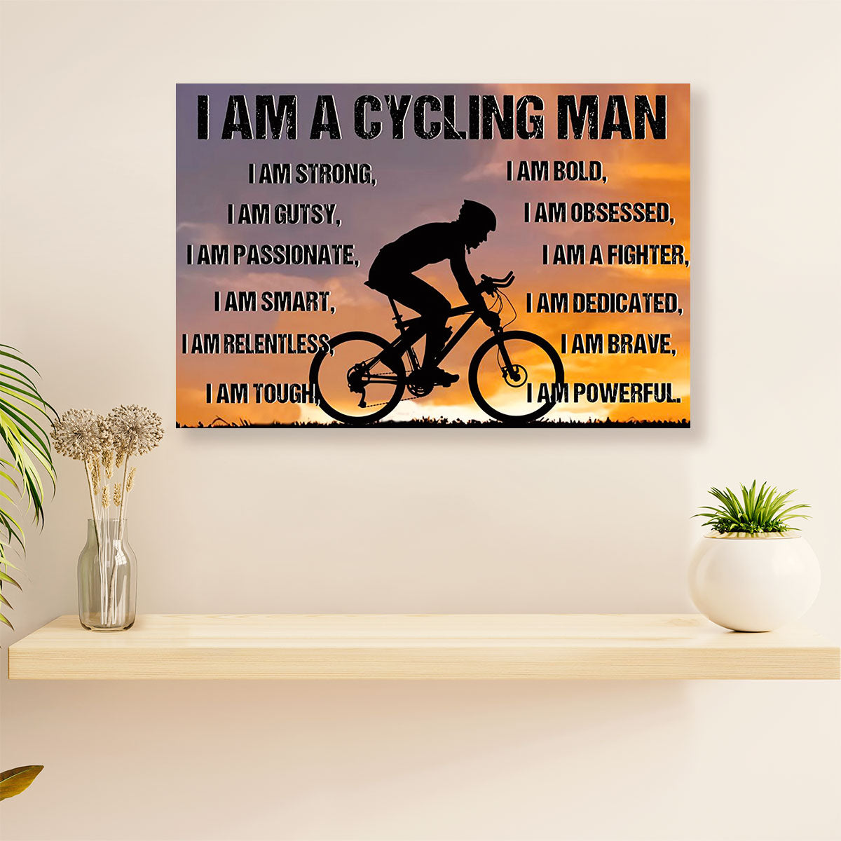 Cycling, Mountain Biking Canvas  Prints | Cycling Man | Wall Art Gift for Cycler