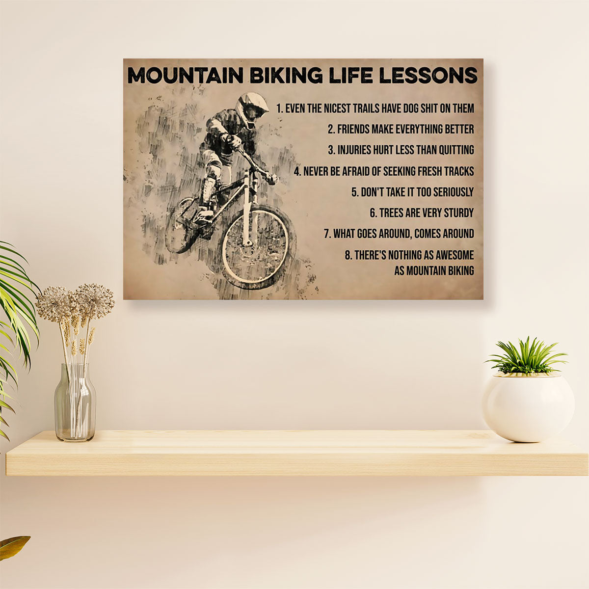 Cycling, Mountain Biking Canvas  Prints | Mountain Biking Life Lessons | Wall Art Gift for Cycler