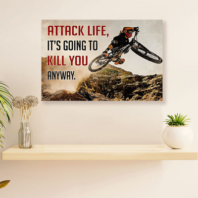 Cycling, Mountain Biking Poster Print | Attack Life | Wall Art Gift for Cycler
