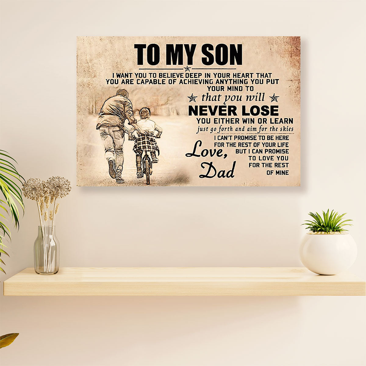 Cycling, Mountain Biking Canvas  Prints | From Dad to Son | Wall Art Gift for Cycler