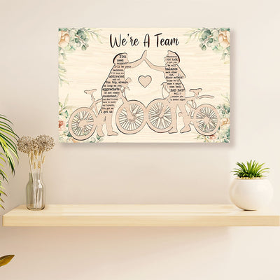 Cycling, Mountain Biking Canvas  Prints | Bestie We're A Team | Wall Art Gift for Cycler