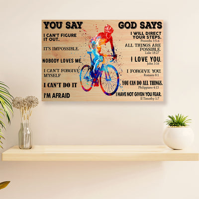 Cycling, Mountain Biking Poster Print | God Says | Wall Art Gift for Cycler