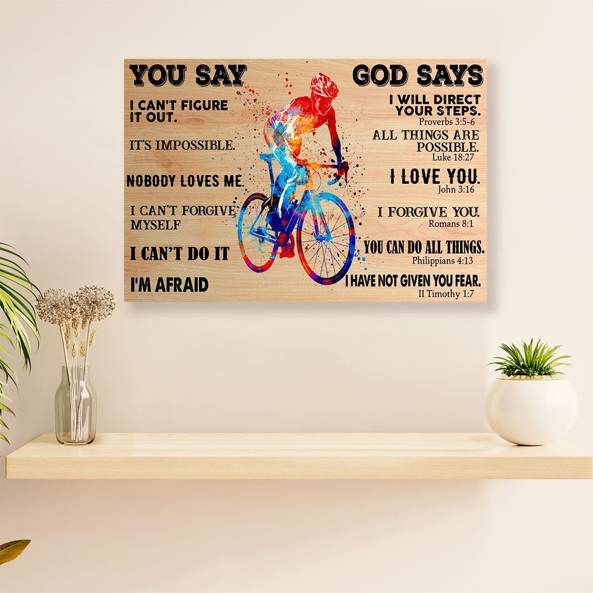 Cycling, Mountain Biking Canvas  Prints | God Says | Wall Art Gift for Cycler