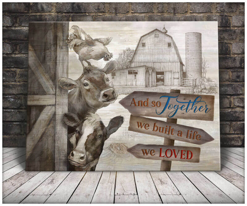Mostsuit Top 5 Beautiful Farm Animals Wall Art Decor Together We Built A Life We Loved Canvas Poster