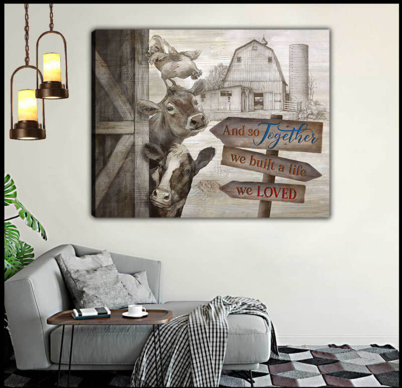 Mostsuit Top 5 Beautiful Farm Animals Wall Art Decor Together We Built A Life We Loved Canvas Poster