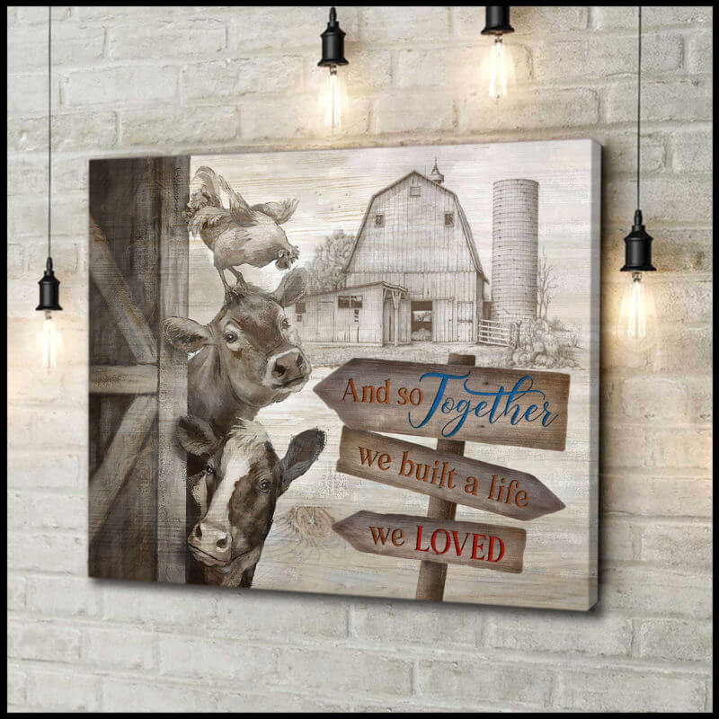 Mostsuit Top 5 Beautiful Farm Animals Wall Art Decor Together We Built A Life We Loved Canvas Poster