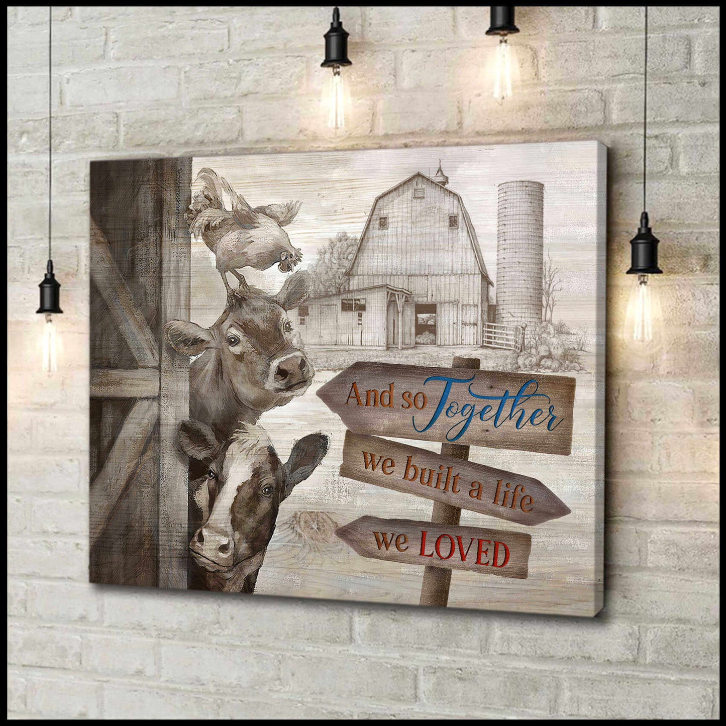 Mostsuit Top 5 Beautiful Farm Animals Wall Art Decor Together We Built A Life We Loved Canvas Poster