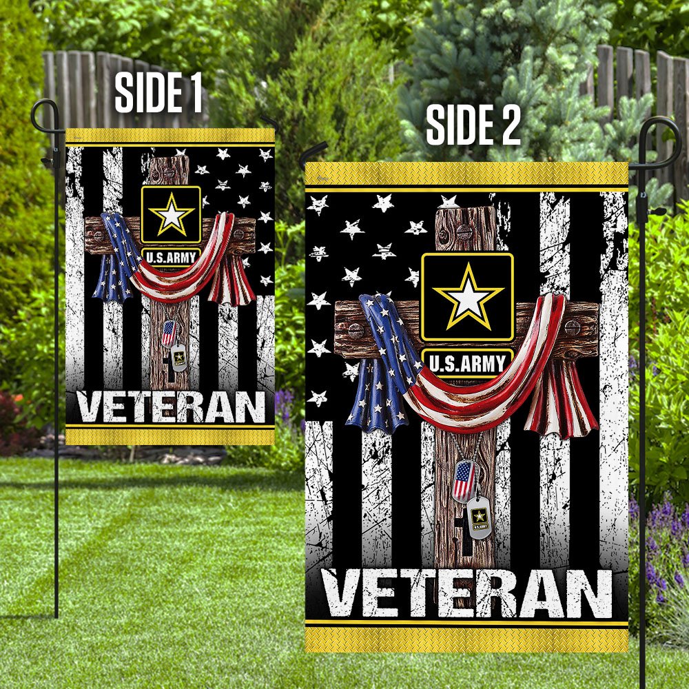 Christian Jesus Cross. U.S Army Veteran Flag