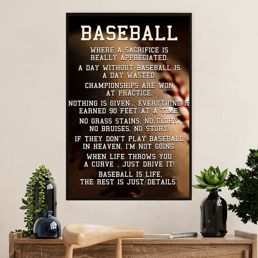Baseball Poster Prints Wall Art | Day Without Baseball | Home Décor Gift for Baseball Player
