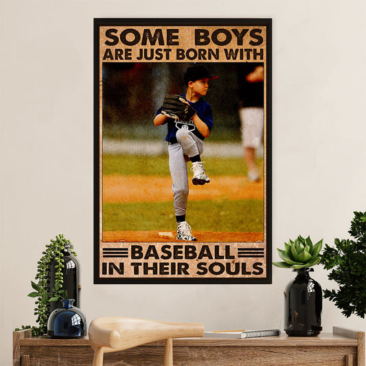 Baseball Canvas Wall Art Prints | Boy Born With Baseball | Home Décor Gift for Baseball Player