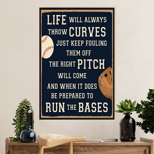 Baseball Canvas Wall Art Prints | Run the Bases | Home Décor Gift for Baseball Player