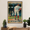 Baseball Poster Prints Wall Art | Beat Person Who Never Gives Up | Home Décor Gift for Baseball Player