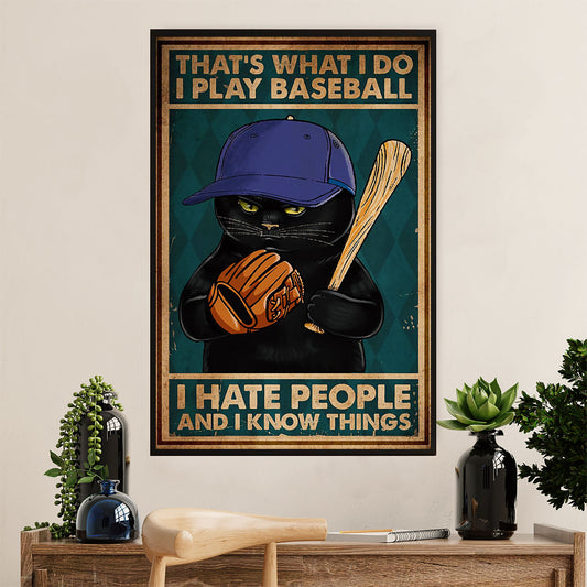 Baseball Canvas Wall Art Prints | Hate People Know Things | Home Décor Gift for Baseball Player