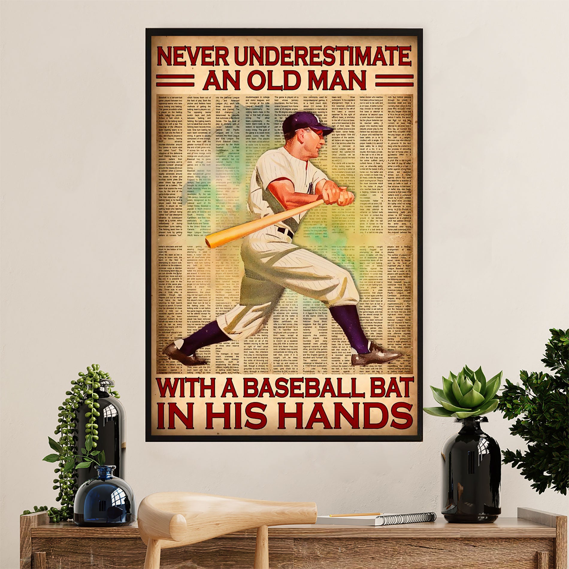 Vintage Baseball Poster Sports Posters Baseball Wall Art 