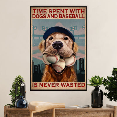 Baseball Canvas Wall Art Prints | Loves Dogs & Baseball | Home Décor Gift for Baseball Player