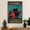 Baseball Canvas Wall Art Prints | I Don't Choke People | Home Décor Gift for Baseball Player