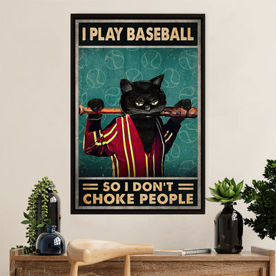 Baseball Canvas Wall Art Prints | I Don't Choke People | Home Décor Gift for Baseball Player