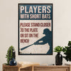 Baseball Canvas Wall Art Prints | Players With Short Bats | Home Décor Gift for Baseball Player