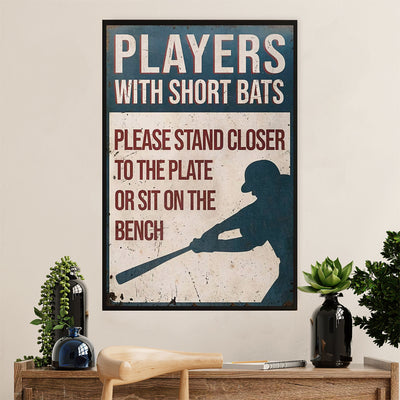 Baseball Canvas Wall Art Prints | Players With Short Bats | Home Décor Gift for Baseball Player