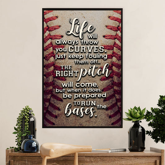 Baseball Poster Prints Wall Art | Life Will Always Throw | Home Décor Gift for Baseball Player