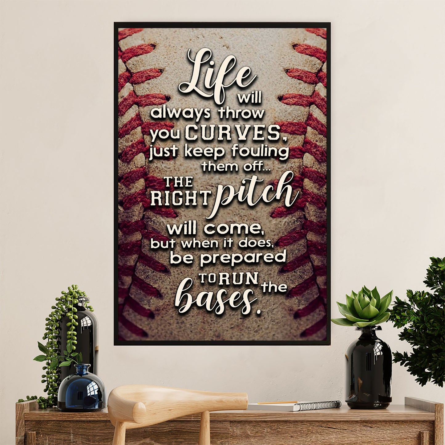 Baseball Canvas Wall Art Prints | Life Will Always Throw | Home Décor Gift for Baseball Player