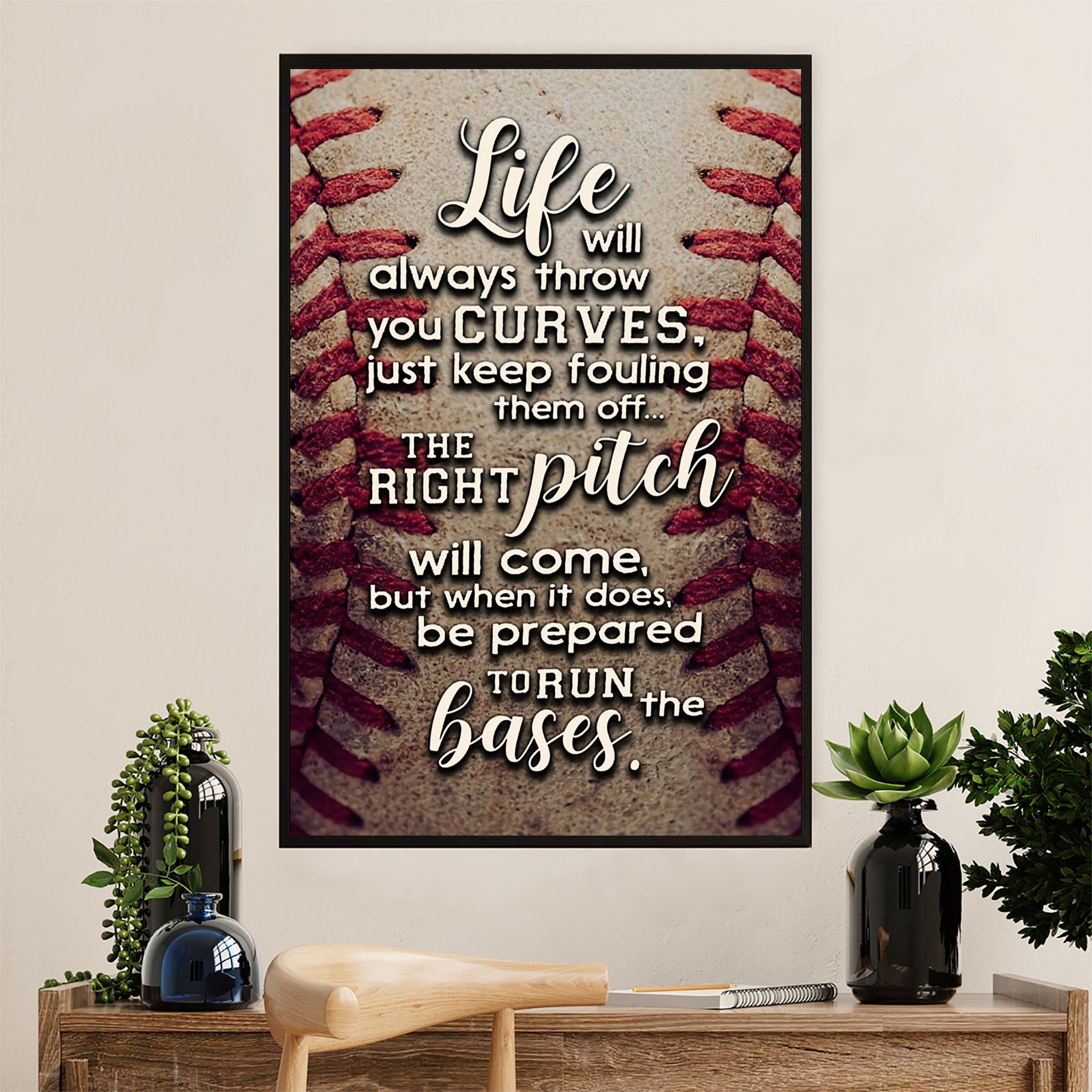 Baseball Canvas Wall Art Prints | Life Will Always Throw | Home Décor Gift for Baseball Player