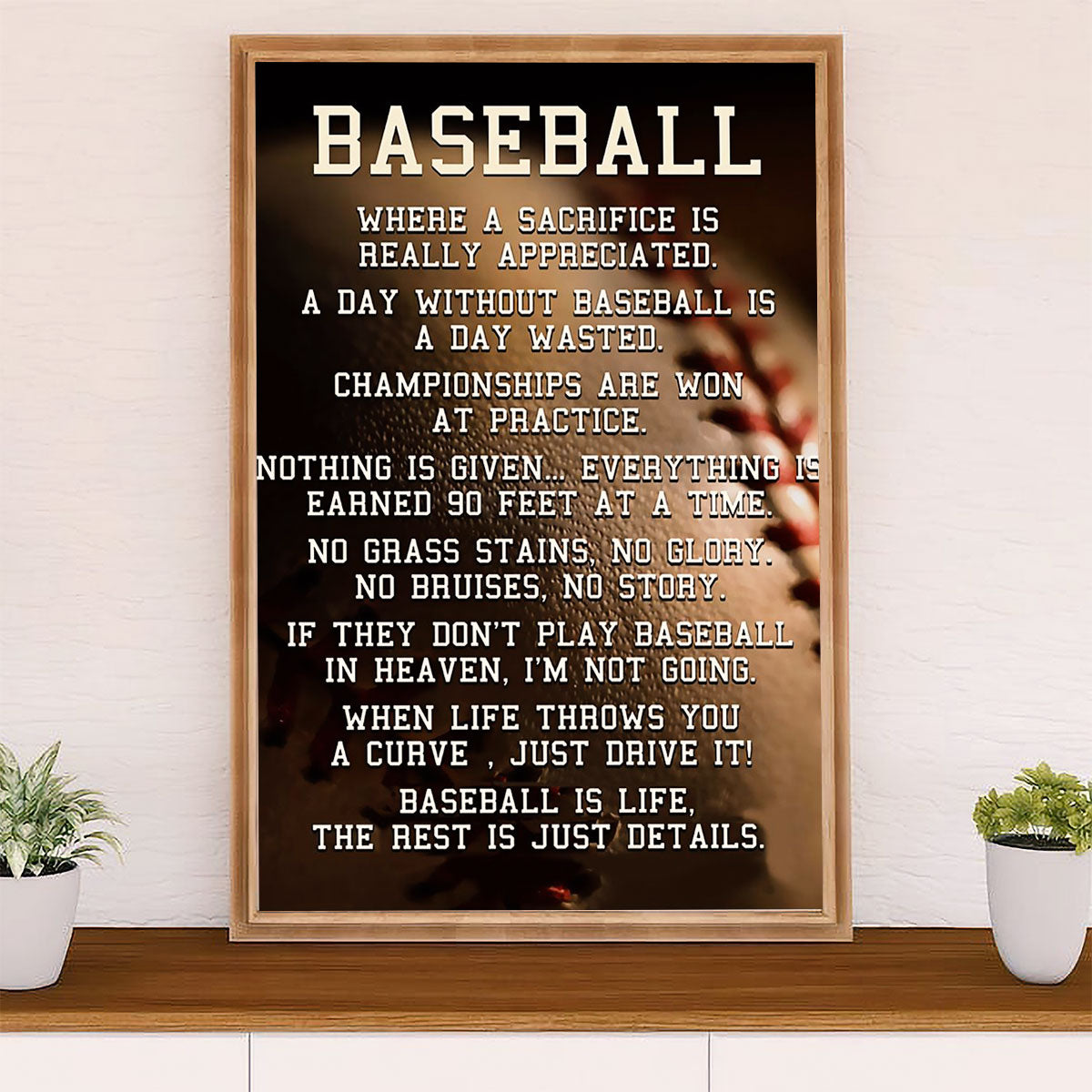 Baseball Poster Prints Wall Art | Day Without Baseball | Home Décor Gift for Baseball Player