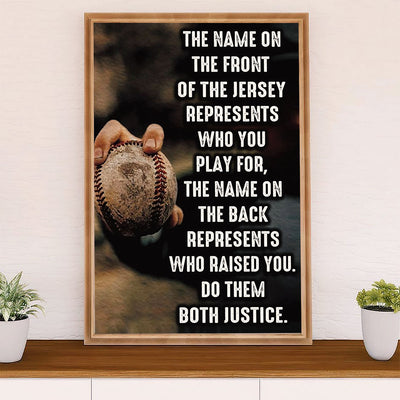 Baseball Poster Prints Wall Art | Name on The Front | Home Décor Gift for Baseball Player