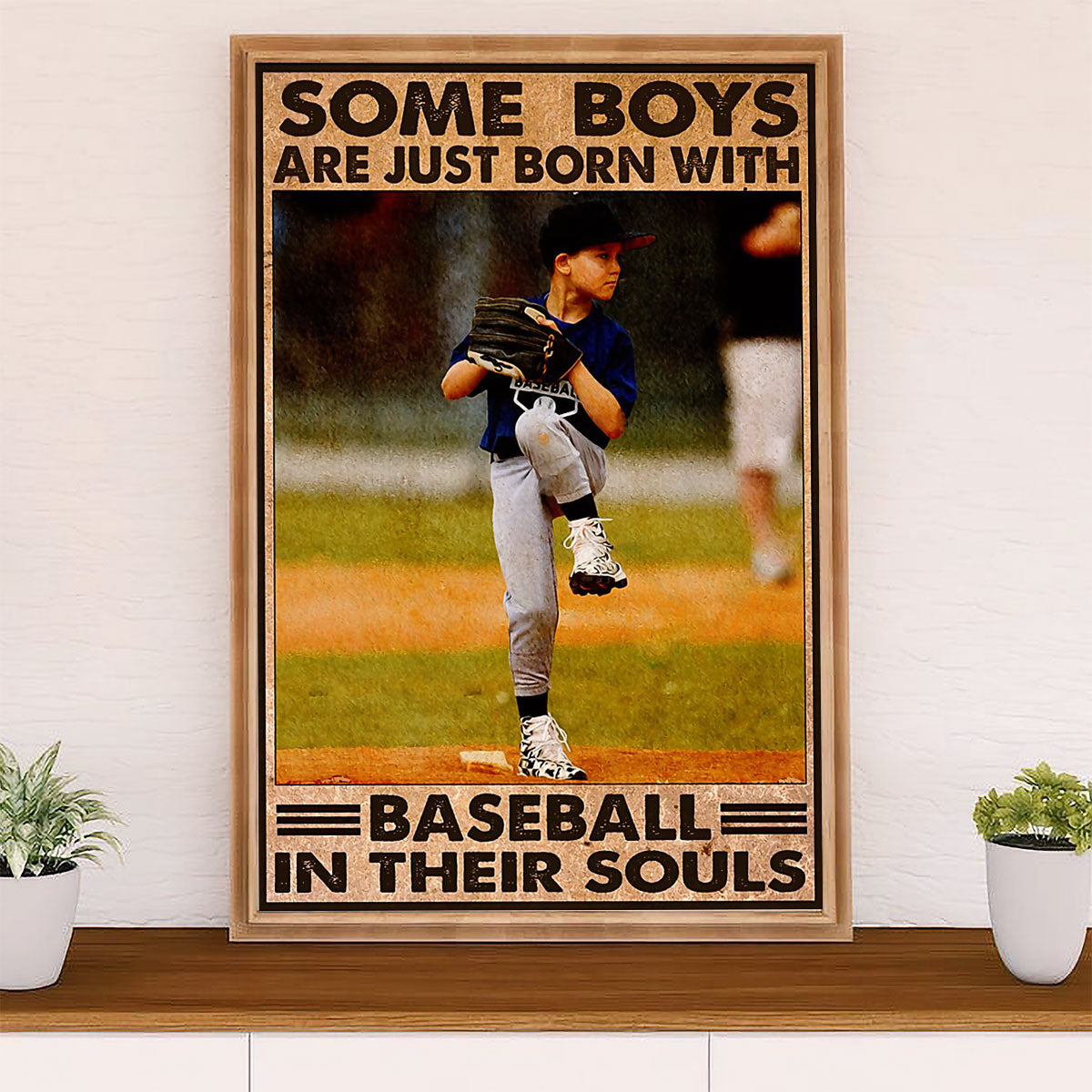 Baseball Canvas Wall Art Prints | Boy Born With Baseball | Home Décor Gift for Baseball Player