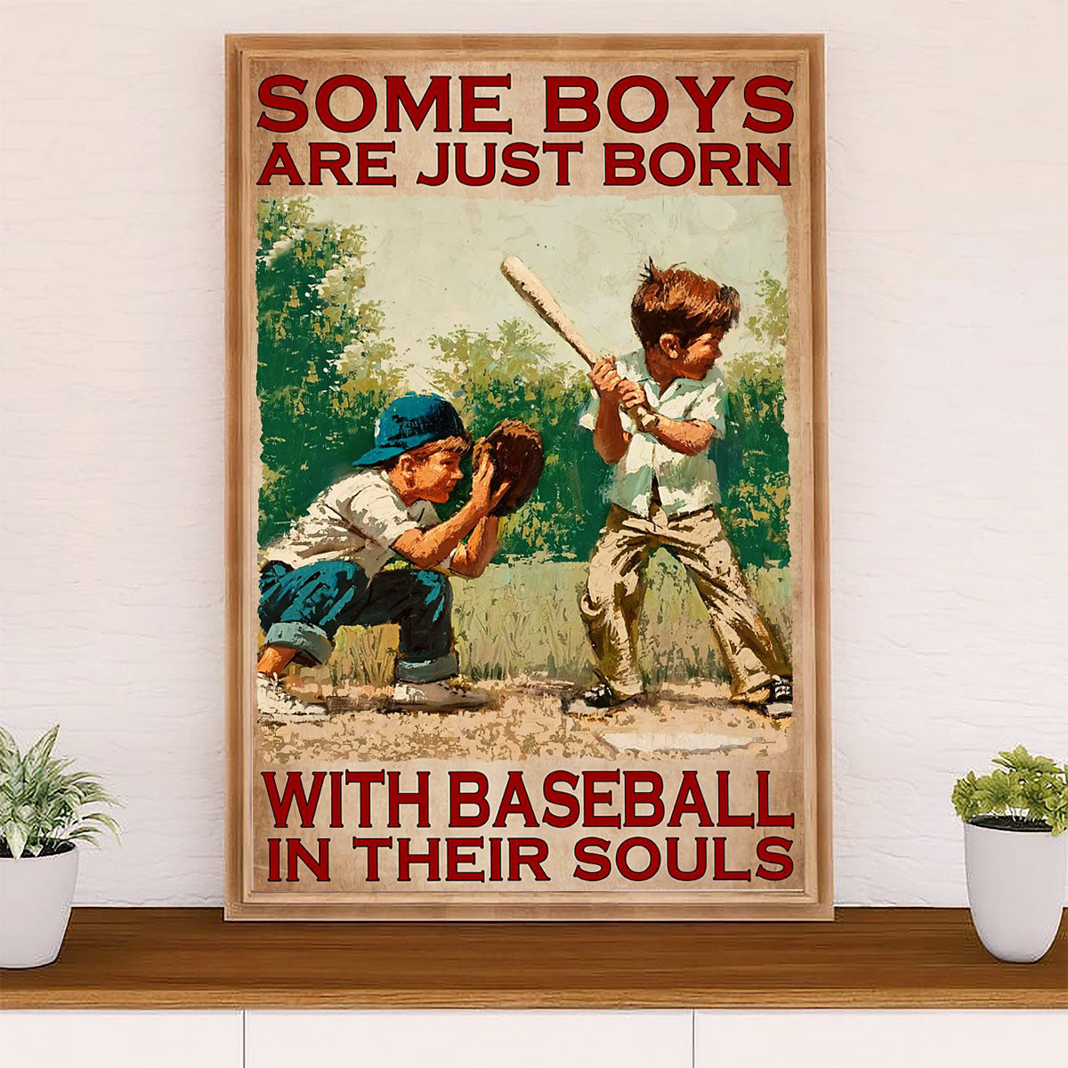 Baseball Canvas Wall Art Prints | Boy Born With Baseball | Home Décor Gift for Baseball Player