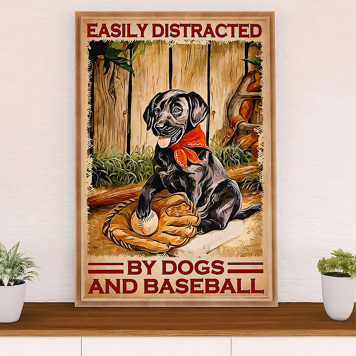 Baseball Canvas Wall Art Prints | Distracted by Dogs & Baseball | Home Décor Gift for Baseball Player