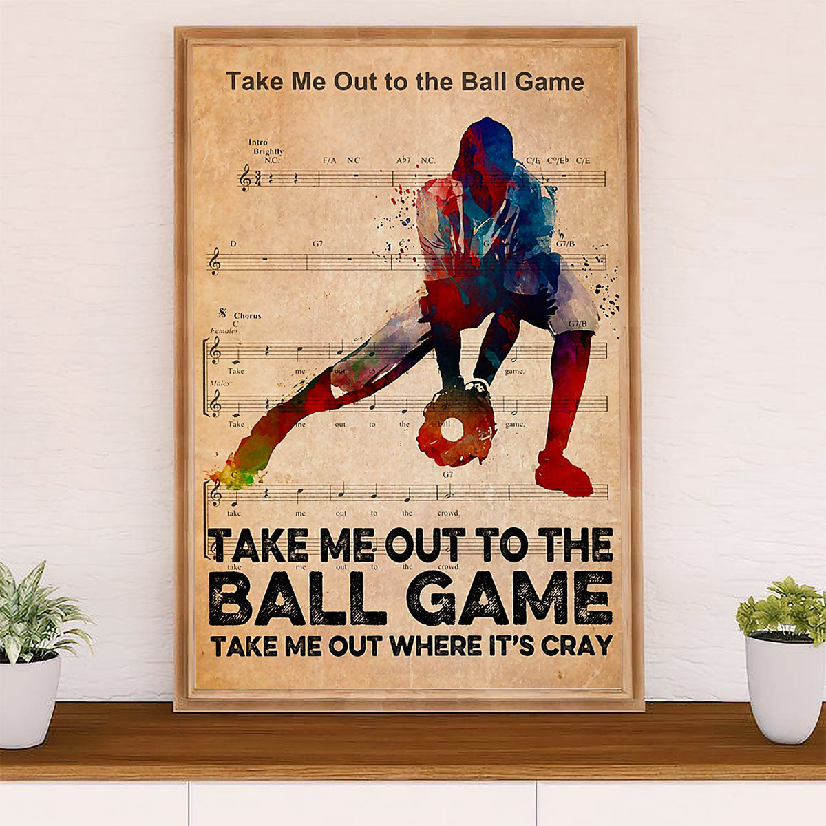 Baseball Canvas Wall Art Prints | Take Me Out to The Ball Game | Home Décor Gift for Baseball Player
