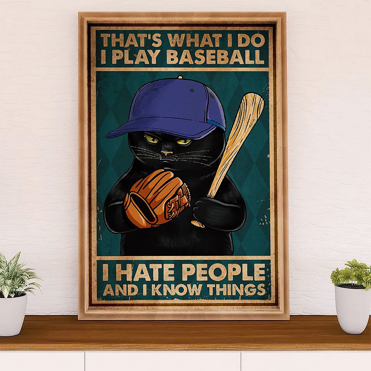 Baseball Canvas Wall Art Prints | Hate People Know Things | Home Décor Gift for Baseball Player