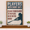 Baseball Canvas Wall Art Prints | Players With Short Bats | Home Décor Gift for Baseball Player