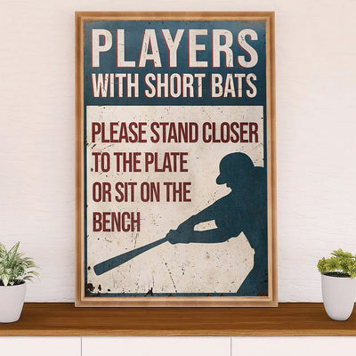 Baseball Canvas Wall Art Prints | Players With Short Bats | Home Décor Gift for Baseball Player