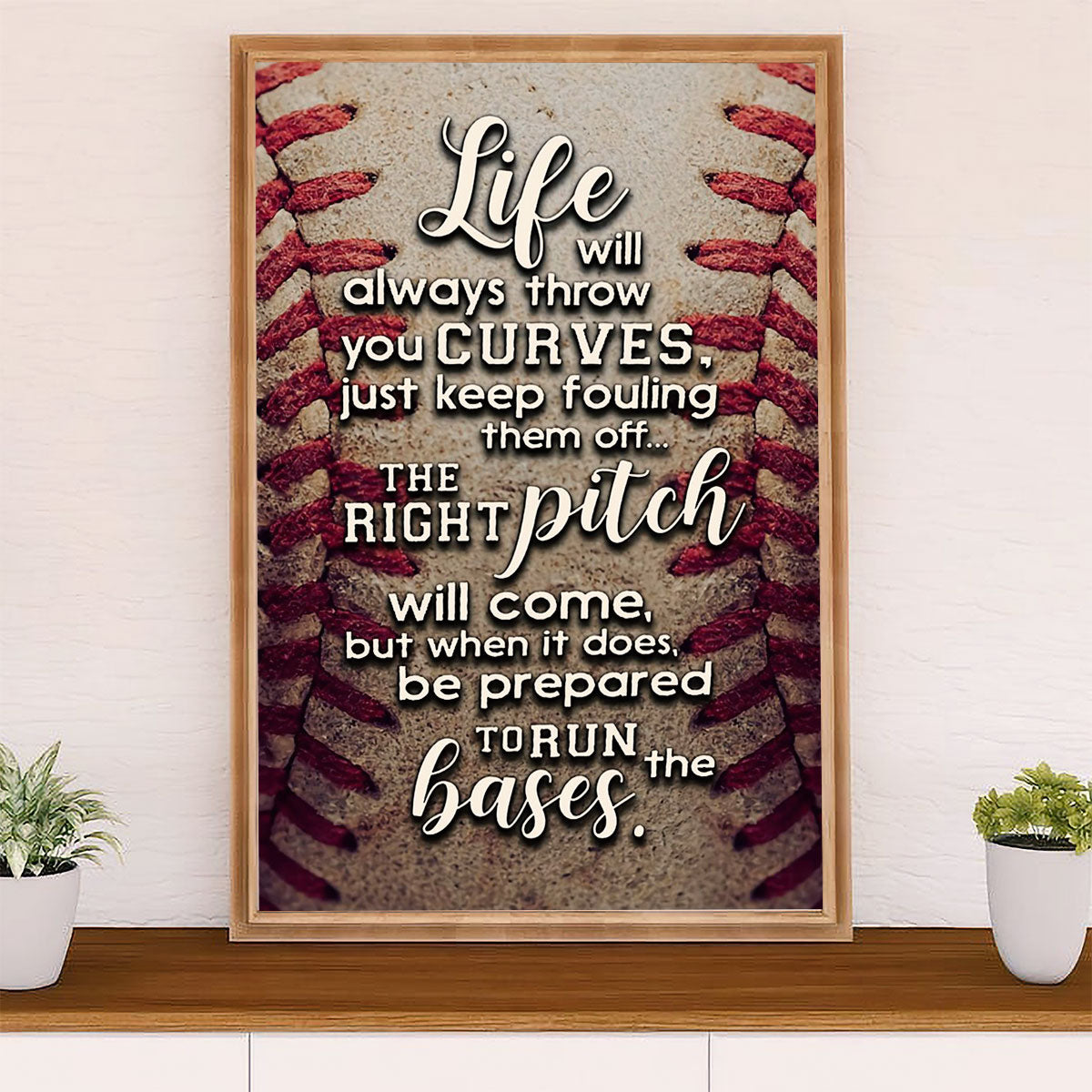 Baseball Canvas Wall Art Prints | Life Will Always Throw | Home Décor Gift for Baseball Player