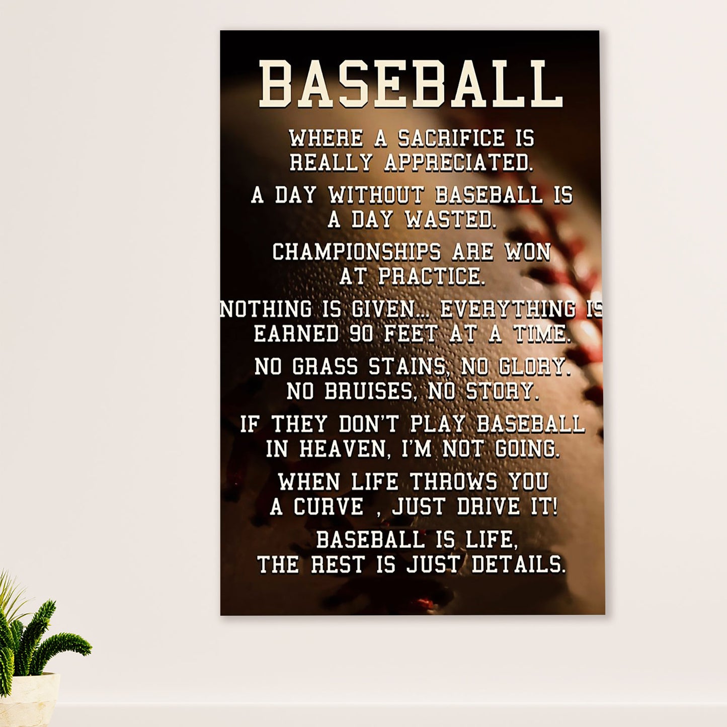 Baseball Poster Prints Wall Art | Day Without Baseball | Home Décor Gift for Baseball Player
