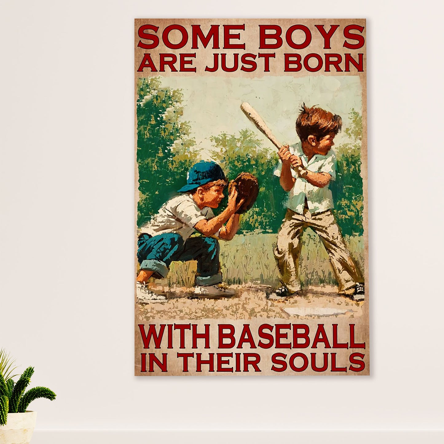 Baseball Canvas Wall Art Prints | Boy Born With Baseball | Home Décor Gift for Baseball Player